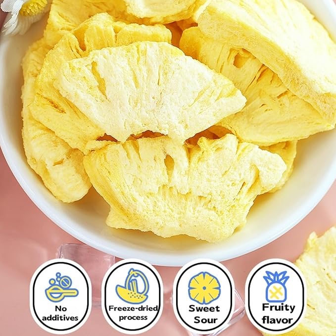 Crunchy Freeze-Dried Pineapple Slices 2oz (60g) - 100% Tropical Snack, No Sugar Added | For