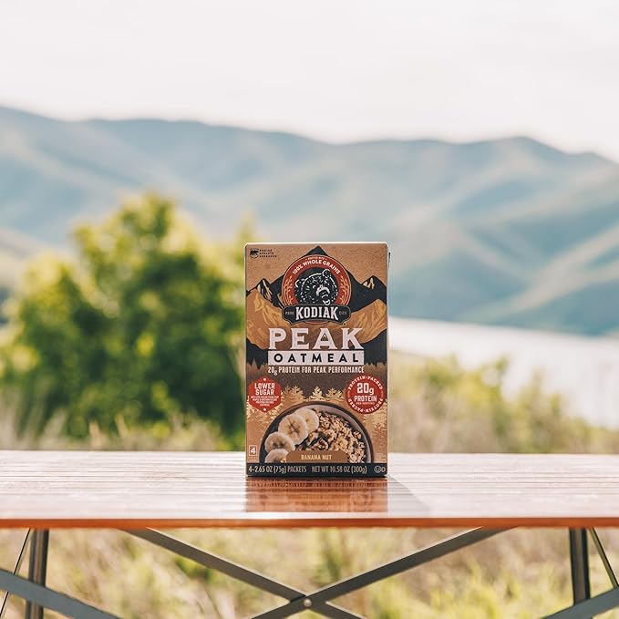 Kodiak Cakes Peak Instant Oatmeal Packets, Banana Nut, High Protein,100% Whole Grains, 6 box with 4