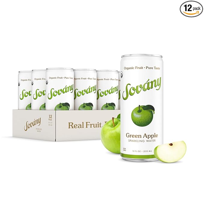 Sovány Sparkling Water, Green Apple, Seltzer Water Drinks, USDA Organic, Made With Real Fruit