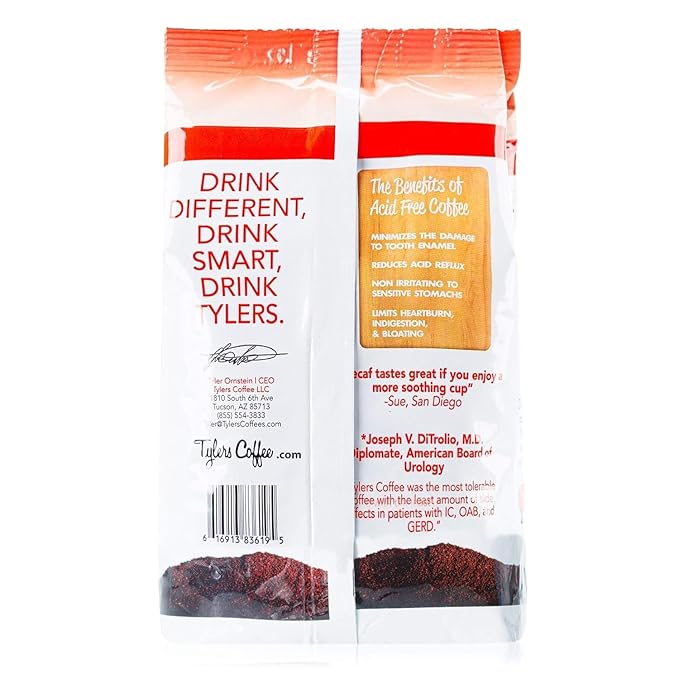 Tyler?™s Acid Free Organic Ground Coffee - 100% Arabica Full Flavor Decaf - For Acid Free Diets