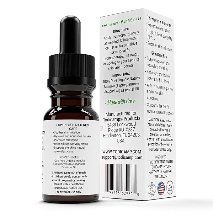 100% Pure Manuka Oil from New Zealand | Therapeutic-Grade Essential Oil for Wound Care, Skin