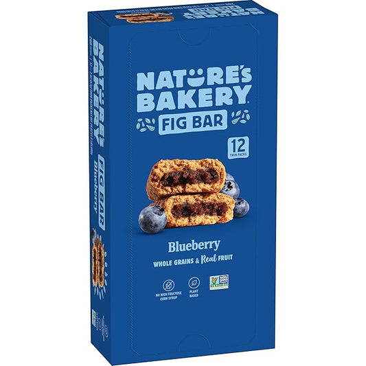 Nature's Bakery Whole Wheat Fig Bars, Blueberry, Real Fruit, Vegan, Non-GMO, Snack bar, Twin packs