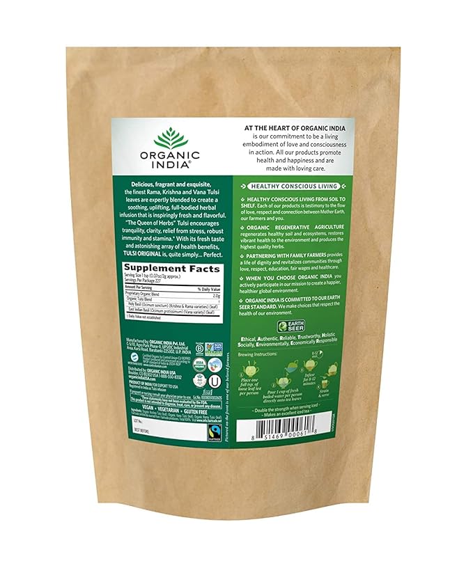 Organic India Tulsi Original Loose Leaf Herbal Tea - Immune Support, Vegan, Gluten-Free, Kosher