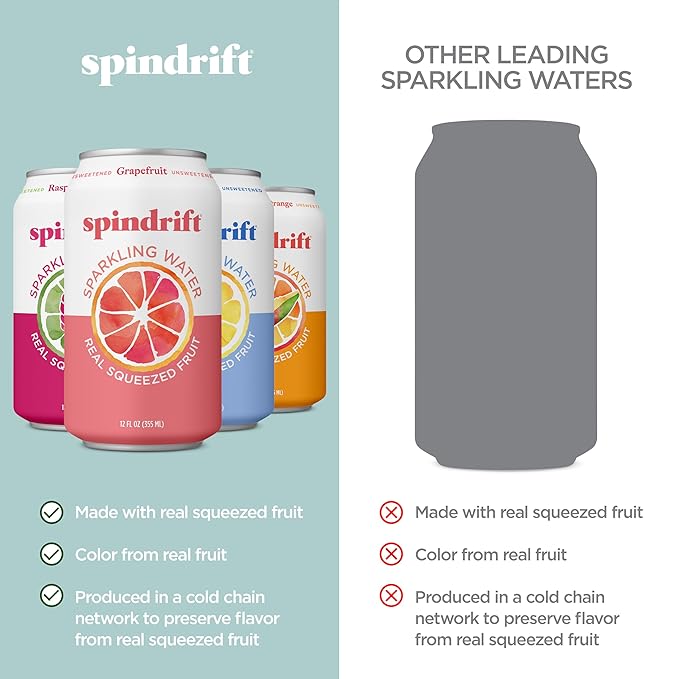 Spindrift Sparkling Water, 4 Flavor Variety Pack, Made with Real Squeezed Fruit, 12 Fl Oz (Pack of