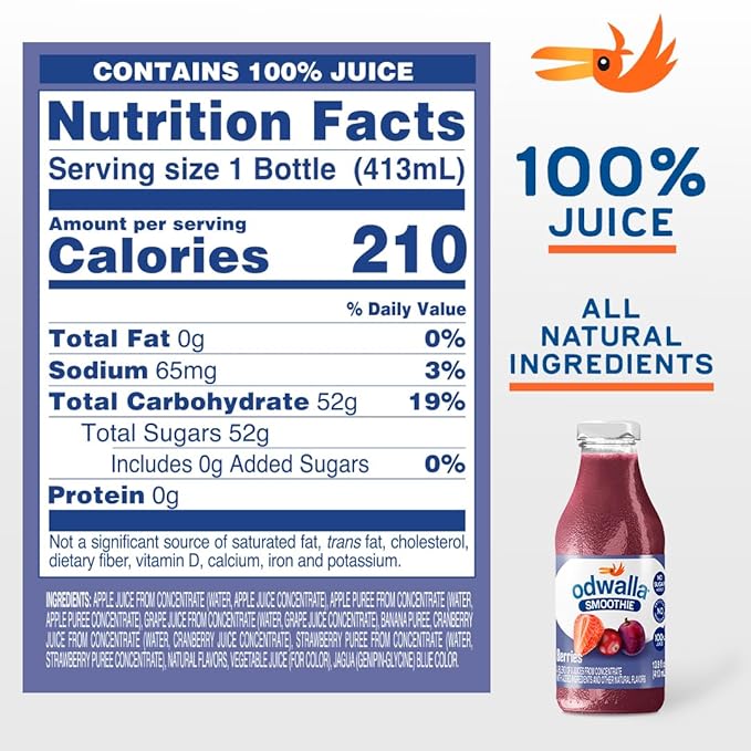 Odwalla Berries Smoothie - Fruit Smoothie Mix Ready to Drink - Juice Blend, No Added Sugar, No
