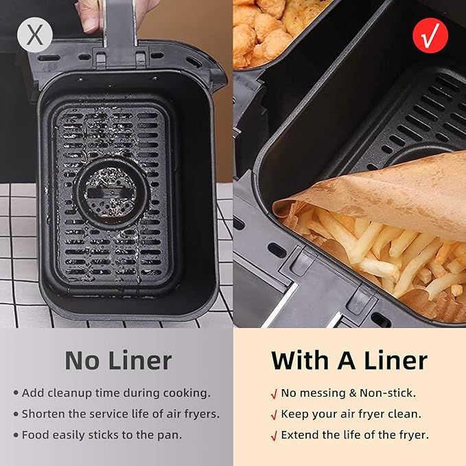 Air Fryer Disposable Paper Liners for Ninja Dual Airfryer Accessories, Non-Stick Parchment
