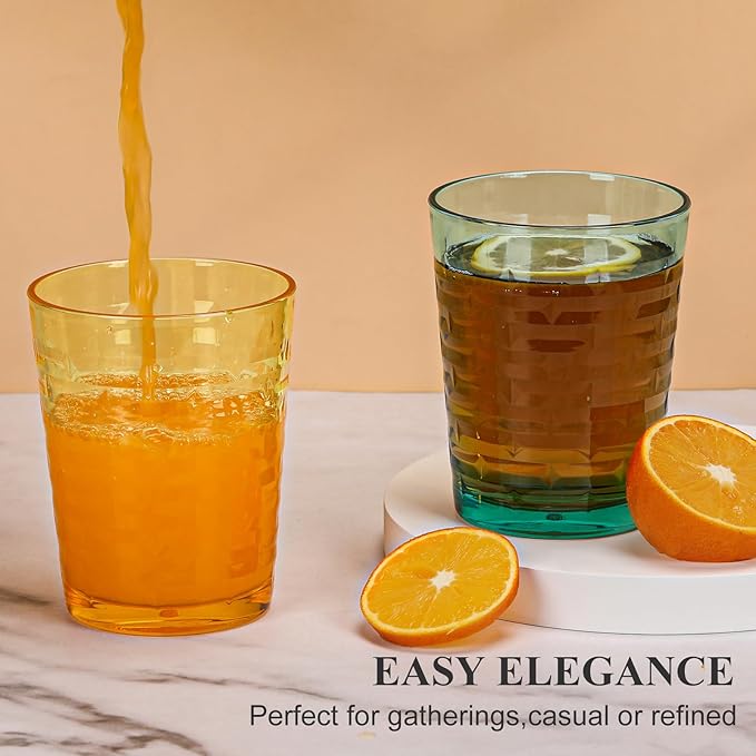 BPA-Free Plastic Tumblers 8 Pack (8x16oz) | Reusable Dishwasher Safe | Stackable Shatterproof Cups