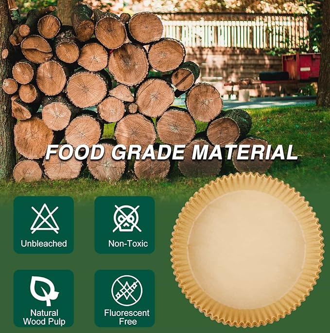 Air Fryer Disposable Paper Liner, Non-Stick Round Parchment, AirFryer Accessories, Oil Proof, Water
