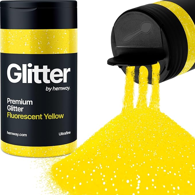 Hemway Premium Glitter Shaker - Fluorescent Yellow | 130g Ultrafine Metallic Flake Sequins for