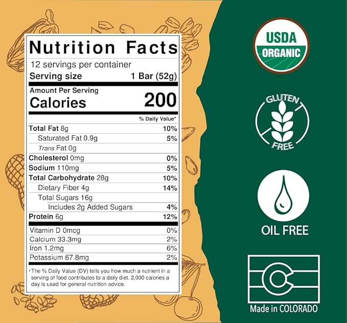 BAR-U-EAT Gluten-Free, Organic, Soft & Chewy Energy Bar. Real Food | Seed Oil Free | No Artificial