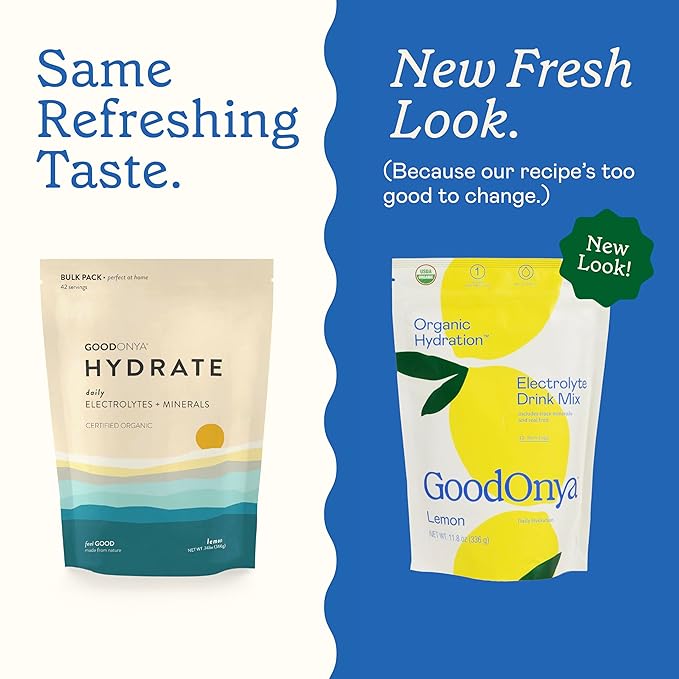 GOODONYA Organic Hydration Electrolyte Drink Mix, Certified Organic Hydration Powder, Non-GMO