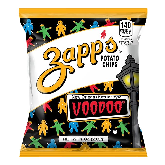 Zapp's New Orleans Voodoo Potato Chips, 42 Count - Crunchy, Gluten Free Snack with Salt, Vinegar