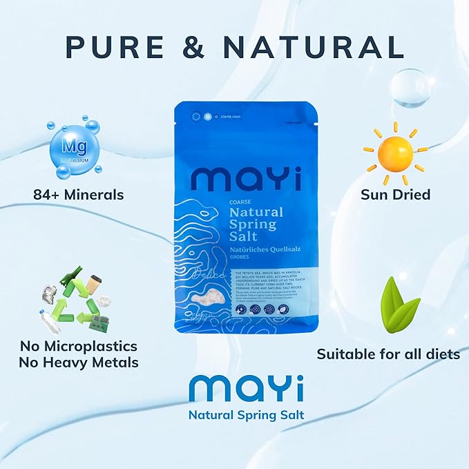 MAYİ Ancient Natural Spring Coarse Salt 1.1 lb - Hand-Harvested, Kosher, Microplastic-Free