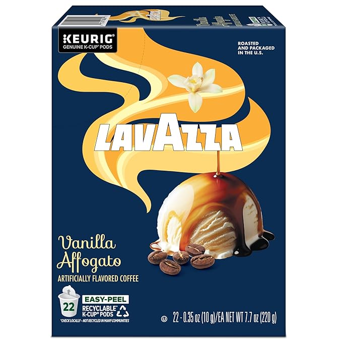 Lavazza Vanilla Affogato Coffee, Single Serve Keurig K-Cup Pods, Flavored Coffee, 88-Count Box (4