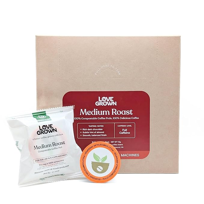 Love Grown Compostable Coffee Pods - Compatible with Single-Serve Brewing Machines - 100% Arabica