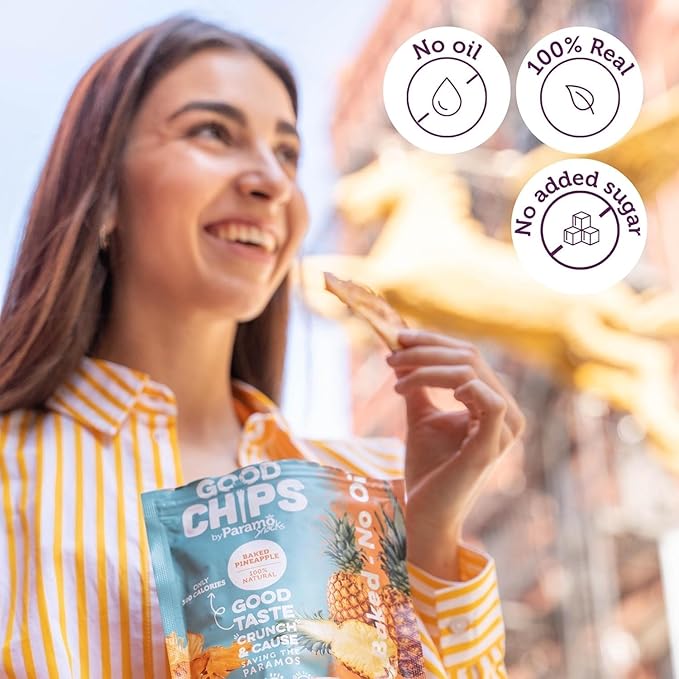 Good Chips Baked Crunchy Pineapple - Crispy, Oil Free, Healthy, Naturally Sweet Dried Fruit Snacks