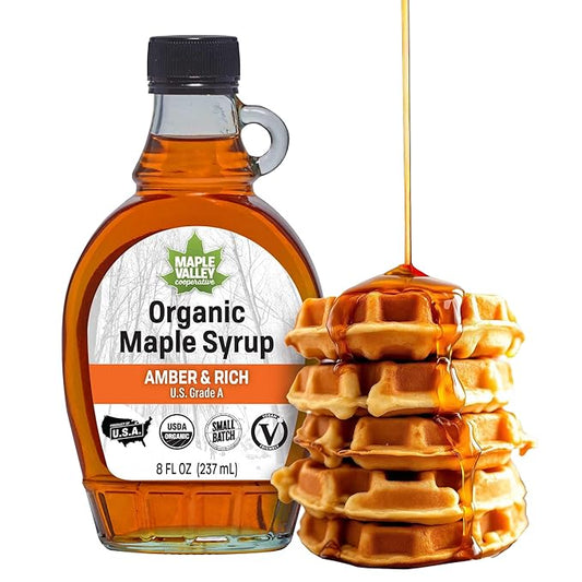 Maple Valley Organic Pure Maple Syrup, Amber and Rich, Better Than Pancake Syrup, Use for Coffee or
