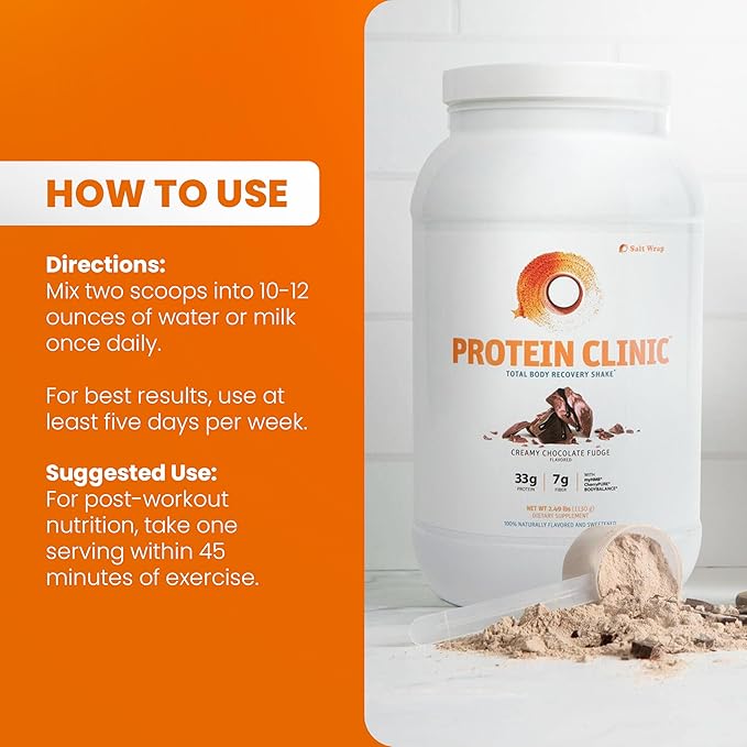 SaltWrap Protein Clinic ??Total Body Recovery Shake with Collagen Peptides, HMB, Tart Cherry
