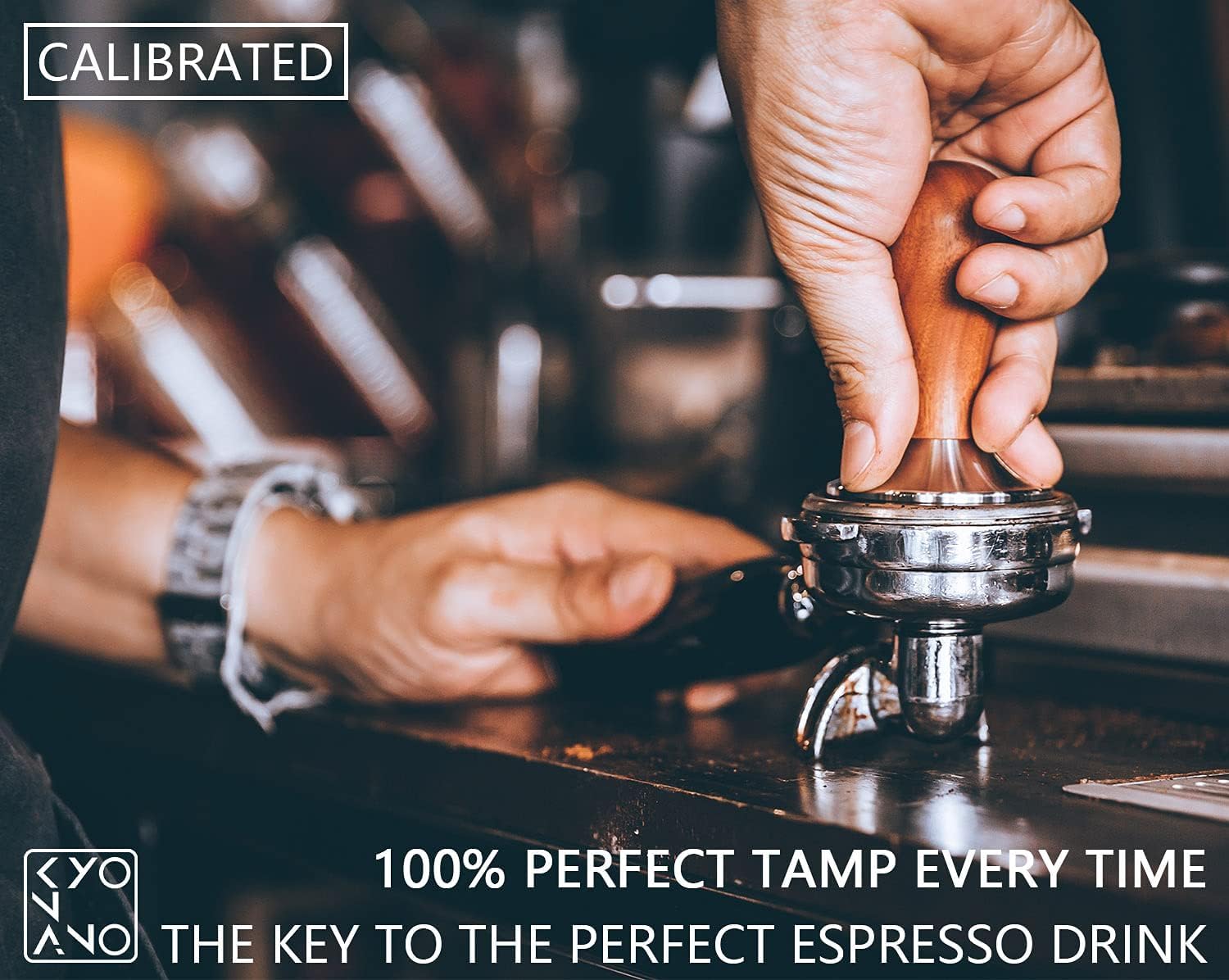 KYONANO 51mm Espresso Coffee Tamper with 304 Stainless Steel Ripple Base