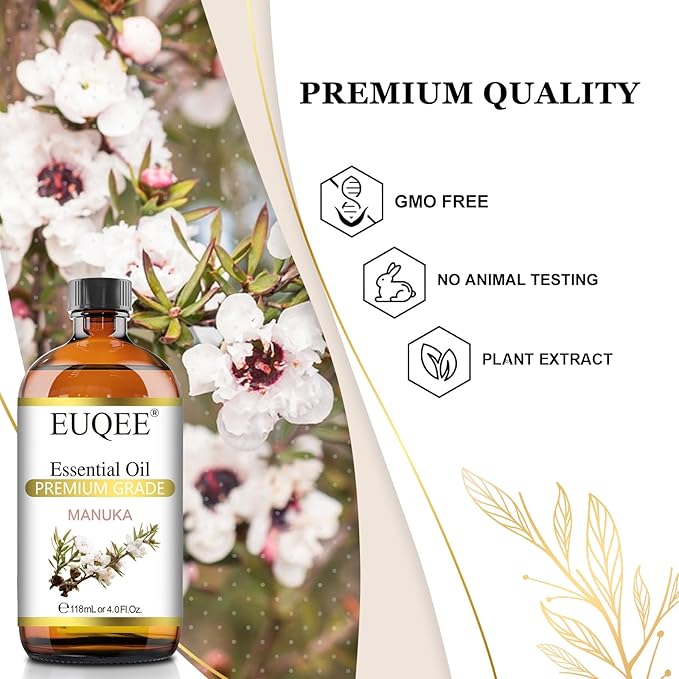 Manuka Essential Oil 118ml Large Capacity Pure Manuka Oil with Glass Dropper for Skin, Diffuser