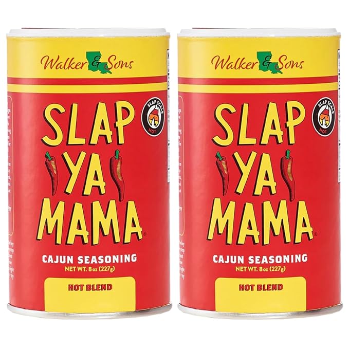 Slap Ya Mama Hot Blend Cajun Seasoning - 8 oz Can, Pack of 2, All Natural, No MSG, Kosher