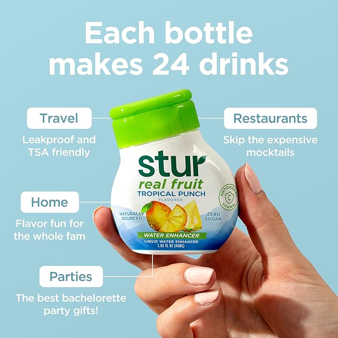 Stur Liquid Water Enhancer | Tropical Punch | Naturally Sweetened | High in Vitamin C &