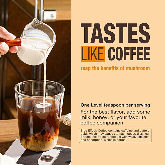 Organic Mushroom Coffee – 30% Beta-Glucans, Arabica Instant Coffee Infused with Fungipure™