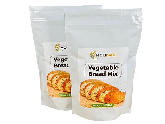 Molibake Vegetable Bread Mix Pack of 2 - All-Natural Vegetable Bread Mix for Bread Machine and Oven