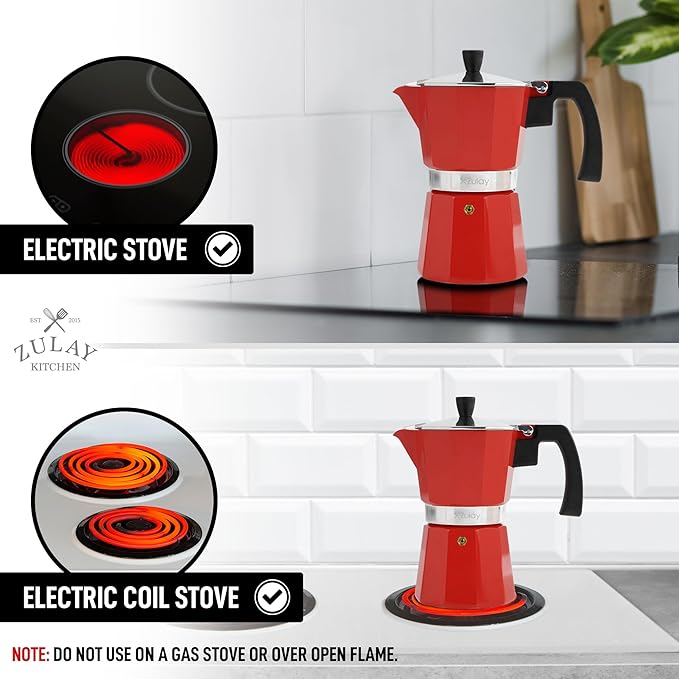 Zulay Classic Italian Style 6 Espresso Cup Moka Pot, Stovetop Espresso Maker for Great Flavored