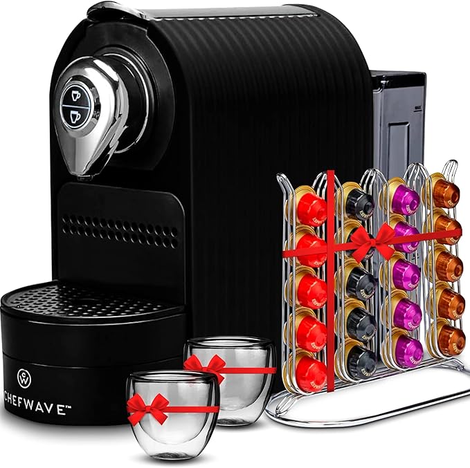ChefWave Espresso Machine and Coffee Maker (Black) - Compatible with Nespresso Capsules