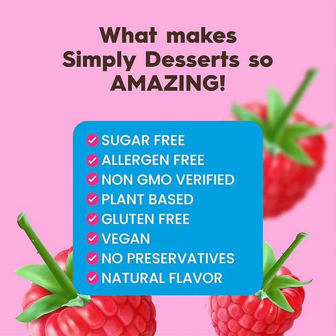 Simply Desserts Sugar-Free Raspberry Jel, 6-Pack - Vegan Dessert, Keto Snacks, Diabetic Friendly &
