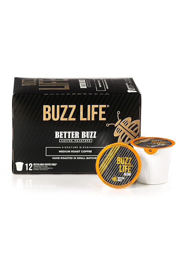 Better Buzz Life Blend (Buzz Life) Single Serve Coffee Pods Medium Roast, 12 Count (Pack of 1)