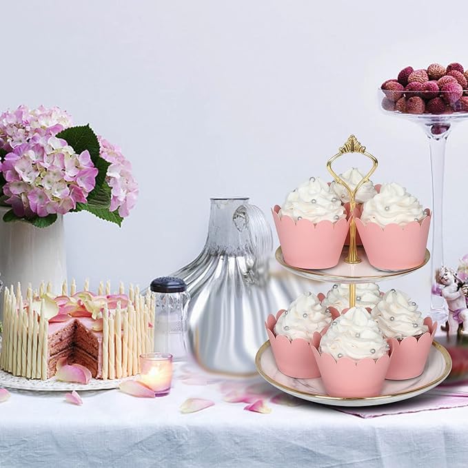 KPOSIYA Set of 100 Artistic Bake Cake Cups Filigree Little Vine Lace Laser Cut Cupcake Wrapper