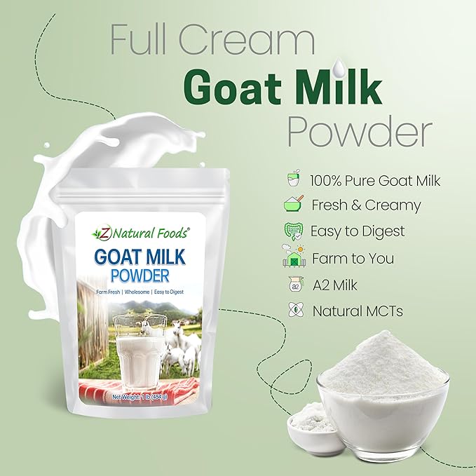 Z Natural Foods Goat Milk Powder - Pure Netherlands Full Cream Milk, Powdered Goat Milk, Highly