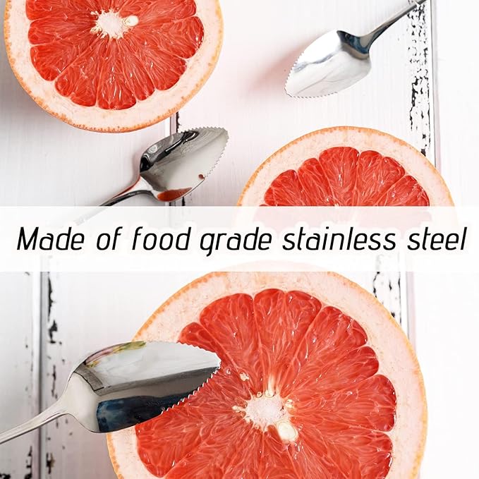 WXJ13 7 PCS Grapefruit Spoons and Grapefruit Knife, Stainless Steel Grapefruit Dessert Spoon
