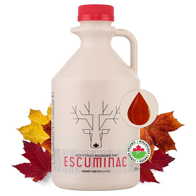Escuminac Organic Canadian Maple Syrup ??Great Harvest, Medium Rich Taste, 33.8 fl oz Family Size