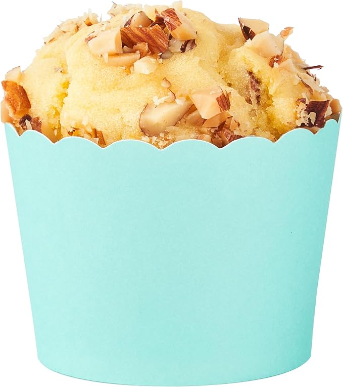 Panificio 3 Ounce Cupcake Wrappers, 200 Scalloped Baking Cups - Oven-Ready, Greaseproof, Turquoise