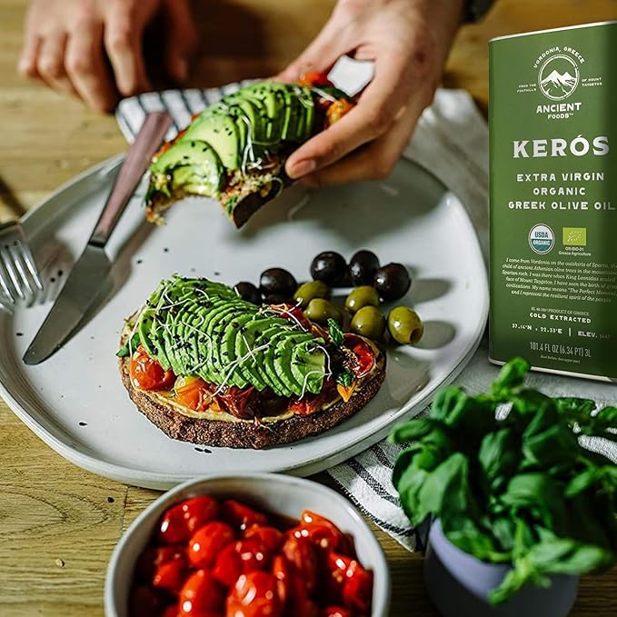 Ancient Foods Keros Greek Organic Extra Virgin Olive Oil ??Cold Pressed Olive Oil from Greece, High