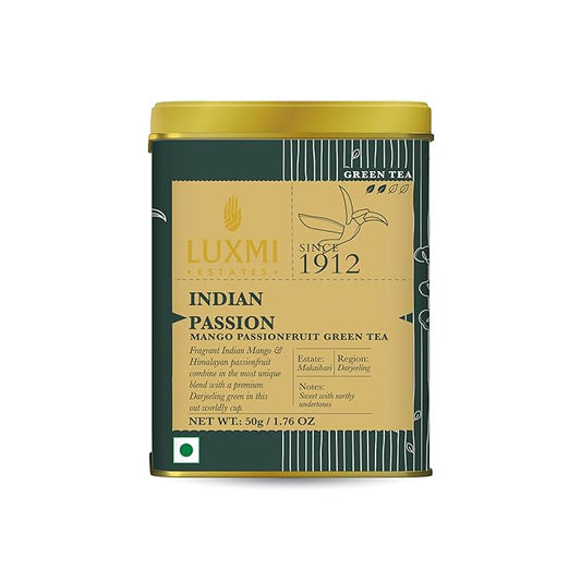 Luxmi Estates - Indian Passion - Organic Mango Passion Fruit Green Tea - Loose Leaf - 50g (25 Cups)