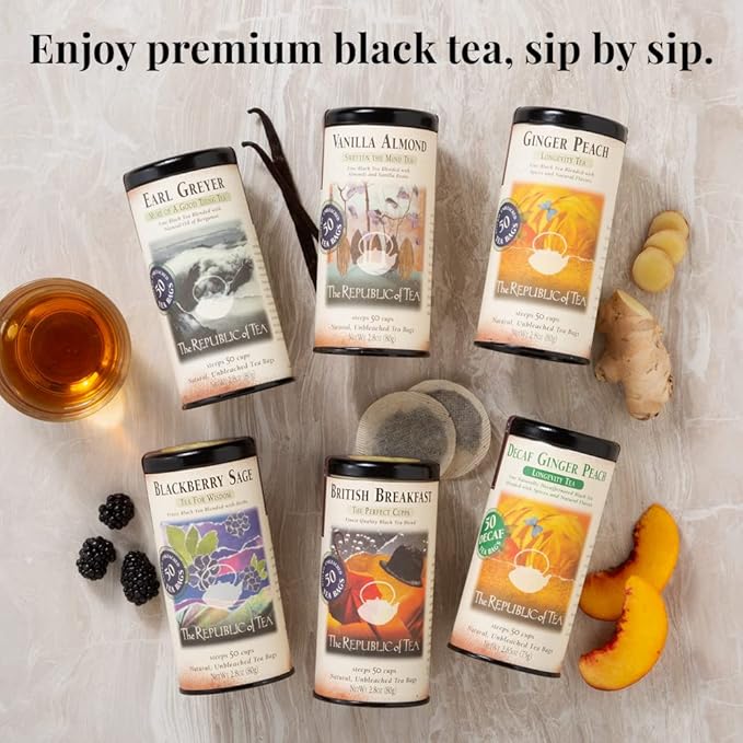 The Republic of Tea ??Vanilla Almond Black Tea Bulk, 250 Bulk Tea Bags, Naturally Caffeinated