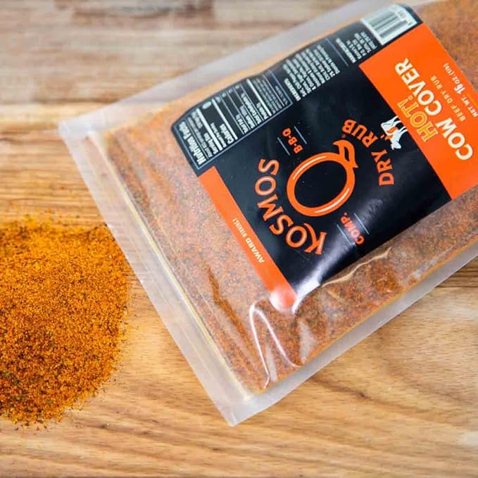 Kosmos Q Hot Cow Cover BBQ Rub, Savory & Spicy Seasoning with Chili Pepper, Garlic & Paprika For