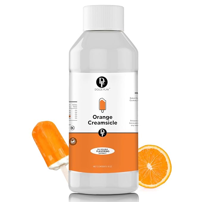 Dolce Flav Orange Creamsicle Extract - 8 Ounce Oil-Soluble Multipurpose Flavoring Ideal for Candy