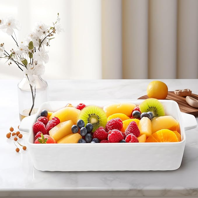 4 QT Baking Dish, Casserole Dishes for Oven, 9x13 Baking Pan with Handles, Lasagna Pan Deep