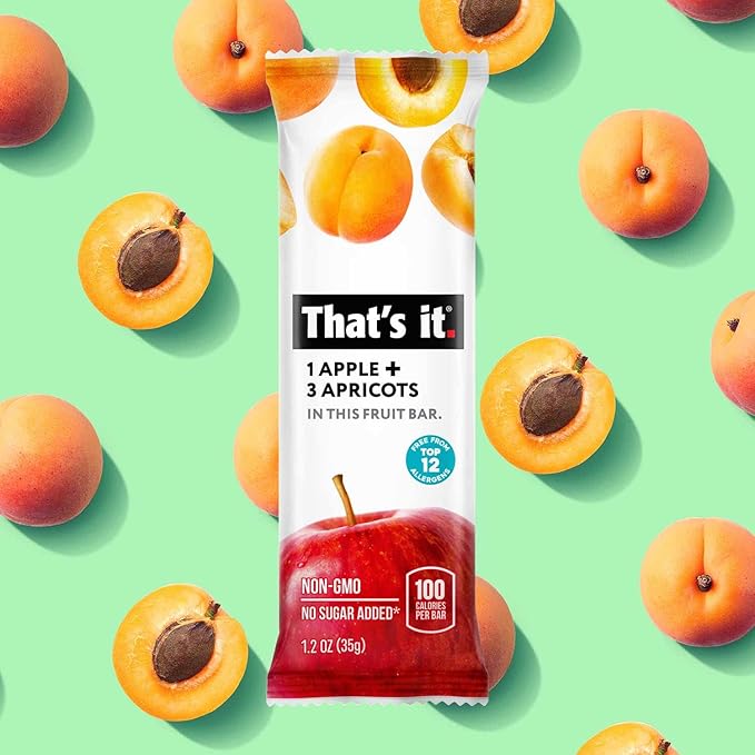 That's it. Apple + Apricot 100% Natural Real Fruit Bar, Best High Fiber Vegan, Gluten Free Healthy