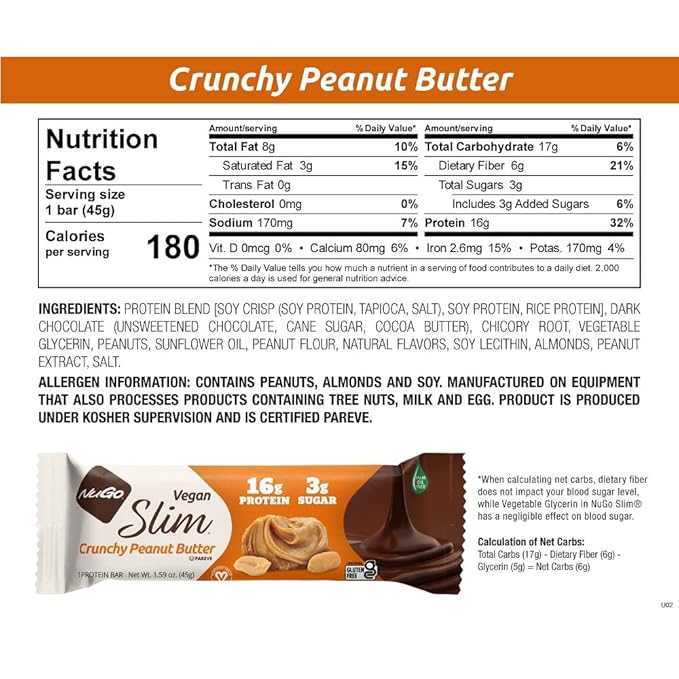NuGo Slim 12ct Variety 16-17g Protein, 3g Sugar, High Fiber, Low Net Carbs, Gluten Free,12 Count
