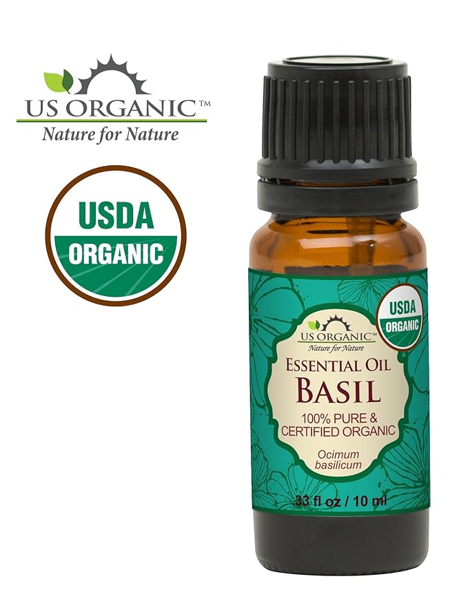 US Organic 100% Pure Basil Essential Oil, USDA Certified Organic, Steam Distilled W/Euro Dropper