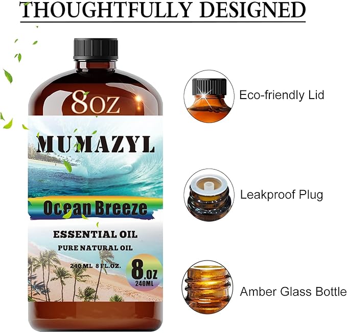 Ocean Breeze Essential Oil, Ocean Breeze Oil 8 Fl Oz 240ML for Diffuser Humidifier Yoga Cleaning