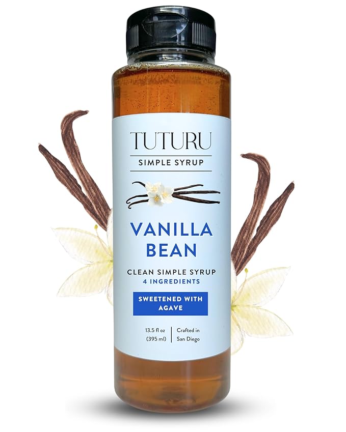 Vanilla Bean Agave Simple Syrup for Coffee & Cocktails - Sweetened with Organic Agave Nectar
