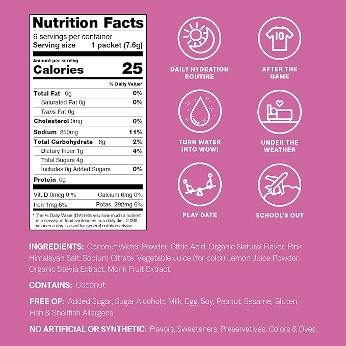 Cure Hydration - Kids Electrolyte Drink Mix | Plant-Based Pediatrician Formulated Rehydration | No