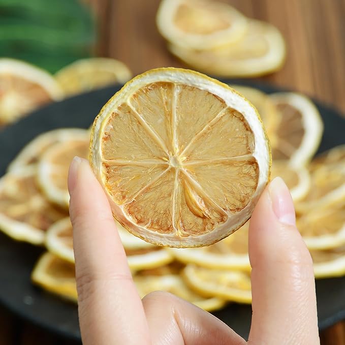 Dried Lemon Slices,8.82oz/250g, Dehydrated Fruit Slices For Cocktails,100% Natural No Additives No